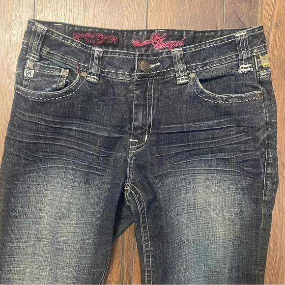 Rock and Roll cowgirl mid rise dark denim 30x34 jeans - Picture 8 of 9